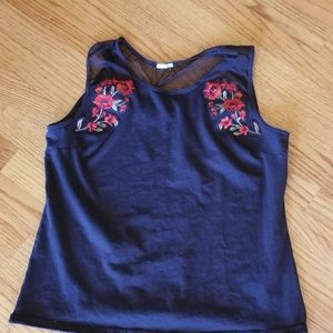 Floral embroidered tank top
